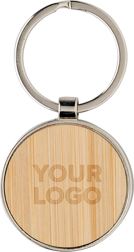 Bamboo and metal key chain