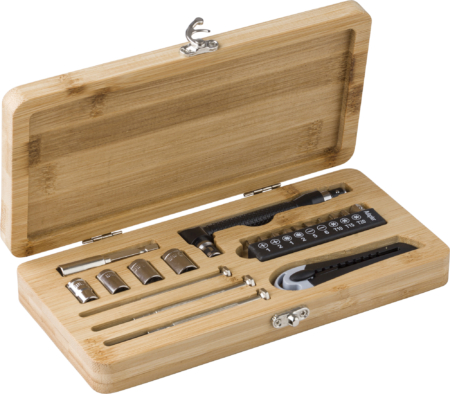 Tool set in bamboo case (20pc)