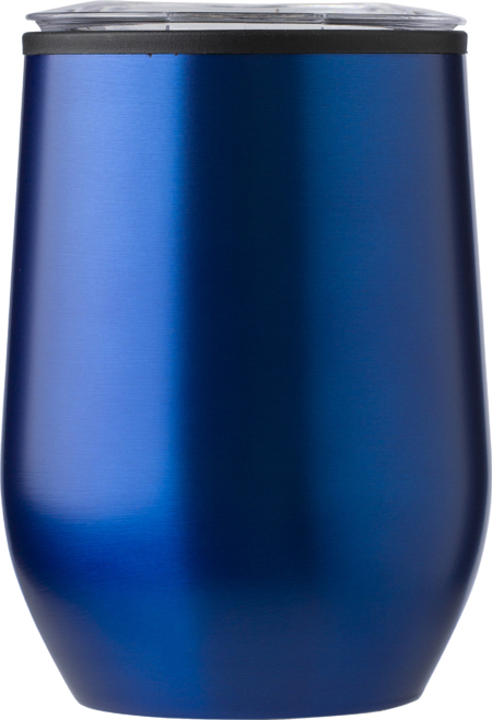 Double wall stainless steel mug with inner PP and transparent PS lid. Capacity: 300 ml