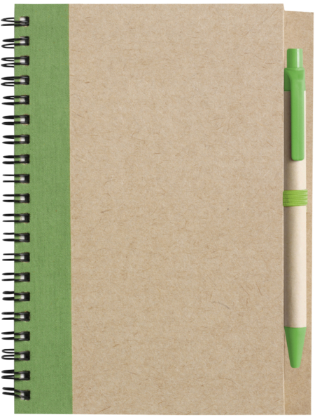 Cardboard notebook with ballpen