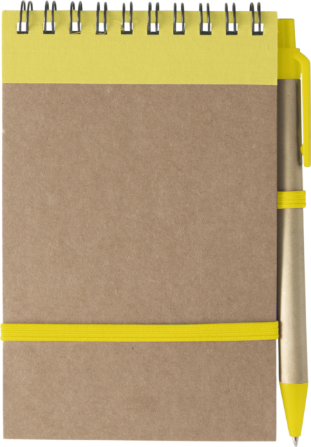 Cardboard notebook with ballpen